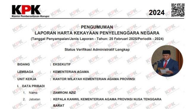 Harta Kekayaan Zamroni Aziz. [KPK]